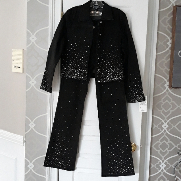 Christine Alexander Denim - Black denim pant and jacket, size 4, LAST ONE